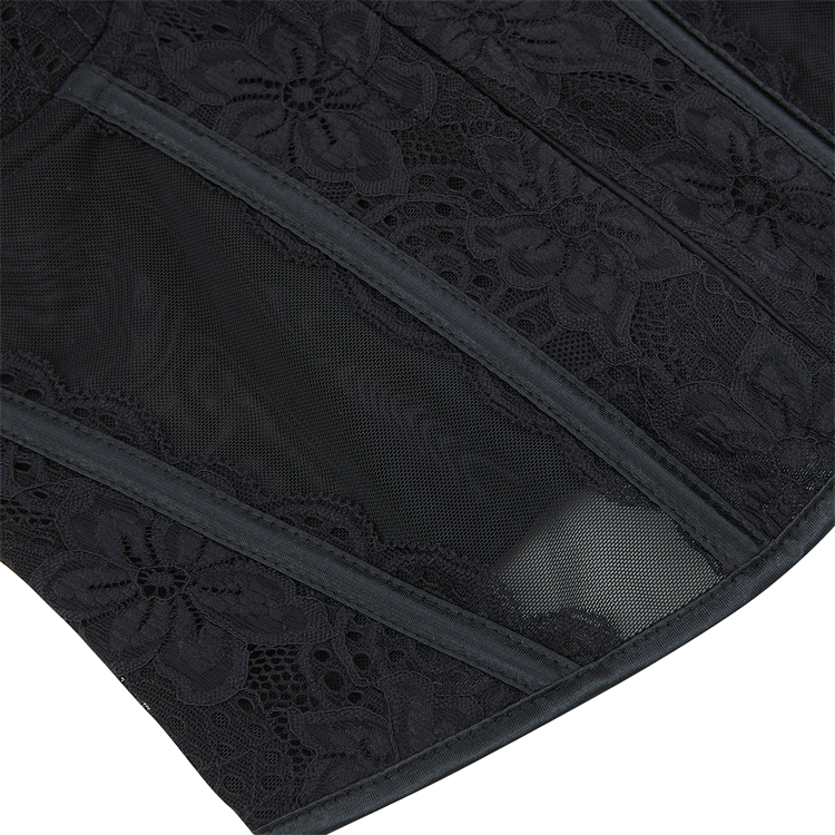 Black Lace Corset?? - Adjustable Underbust Bustier with Sheer Panels N23792