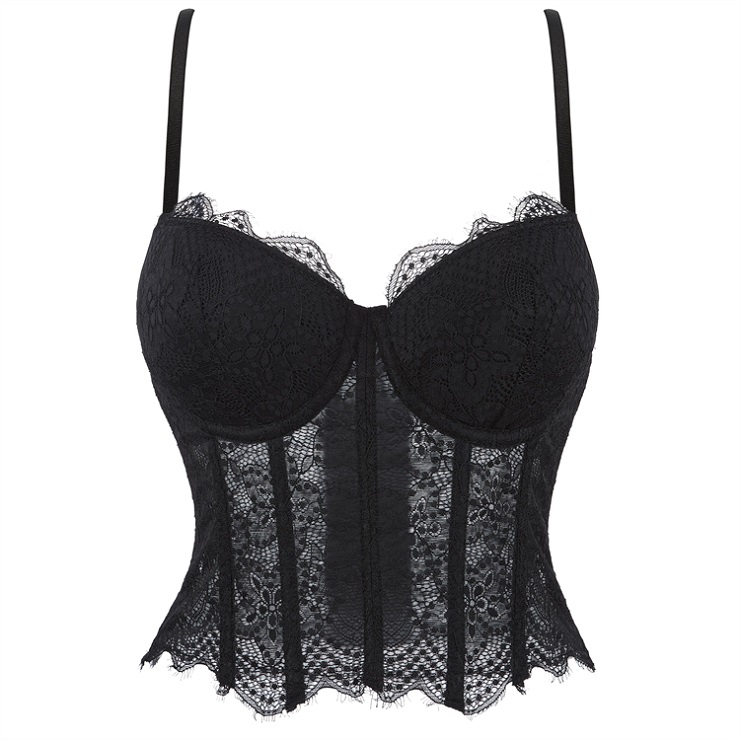 Vintage Black Lace Corset Top  N23942