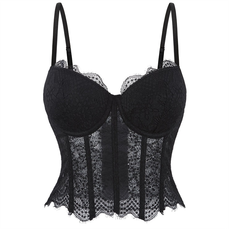 Vintage Black Lace Corset Top  N23942