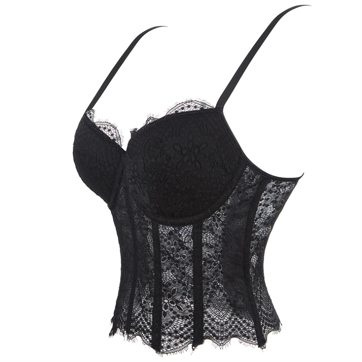 Vintage Black Lace Corset Top  N23942
