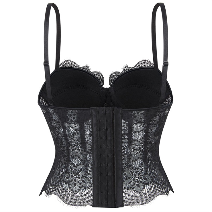 Vintage Black Lace Corset Top  N23942