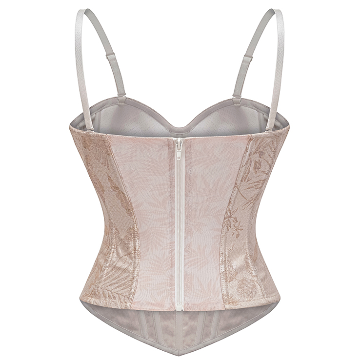Vintage Brocade Corset Top - Victorian Satin Bustier with Adjustable Straps N23909