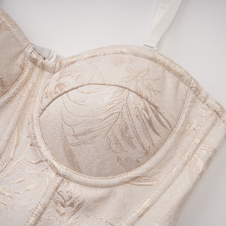 Vintage Brocade Corset Top - Victorian Satin Bustier with Adjustable Straps N23909