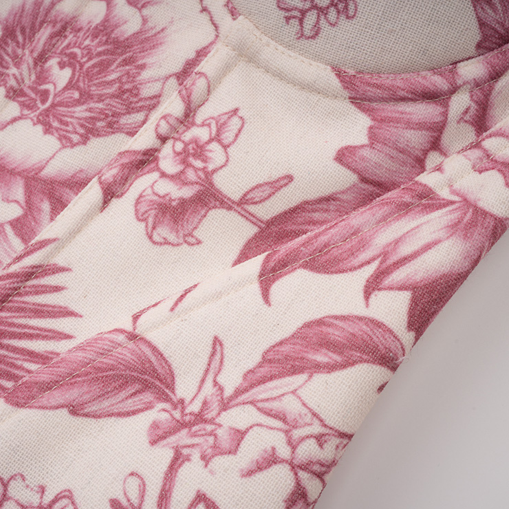 Vintage Floral Print Corset Top – Victorian Style Satin Bustier with Adjustable Straps N23910