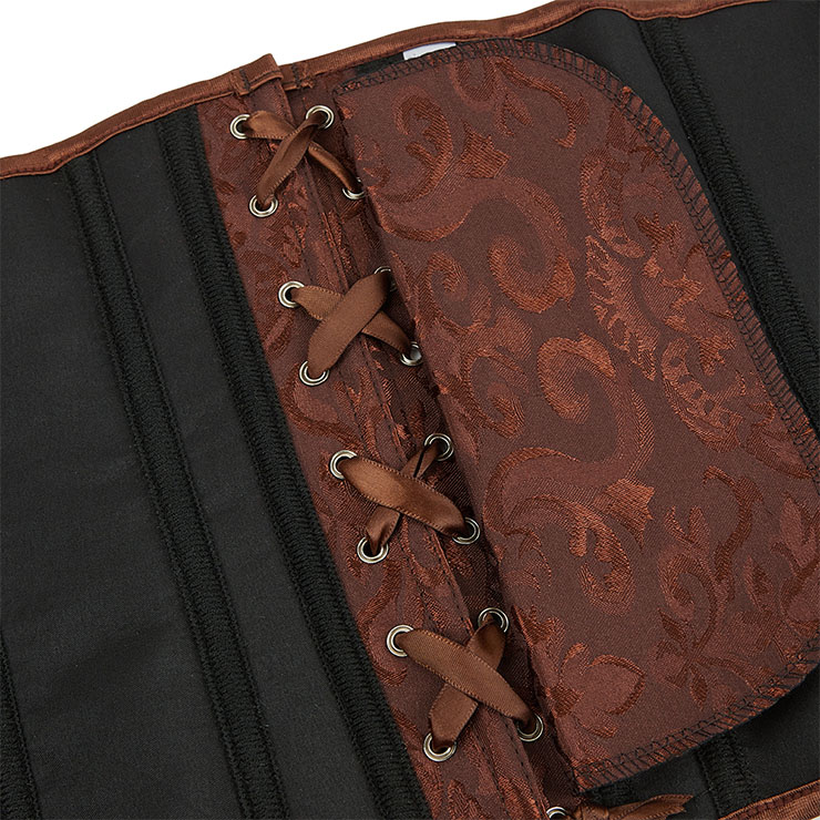 Victorian Gothic Brocade Boned Underwear Waist Cincher Body Shaper Underbust Corset N21651