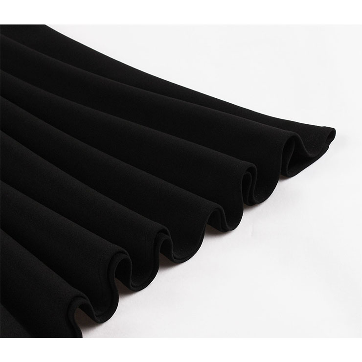 Sexy Square Neckline Butterfly Lacing Bodice Puff Sleeves High Waist Party Black Swing Dress N21505