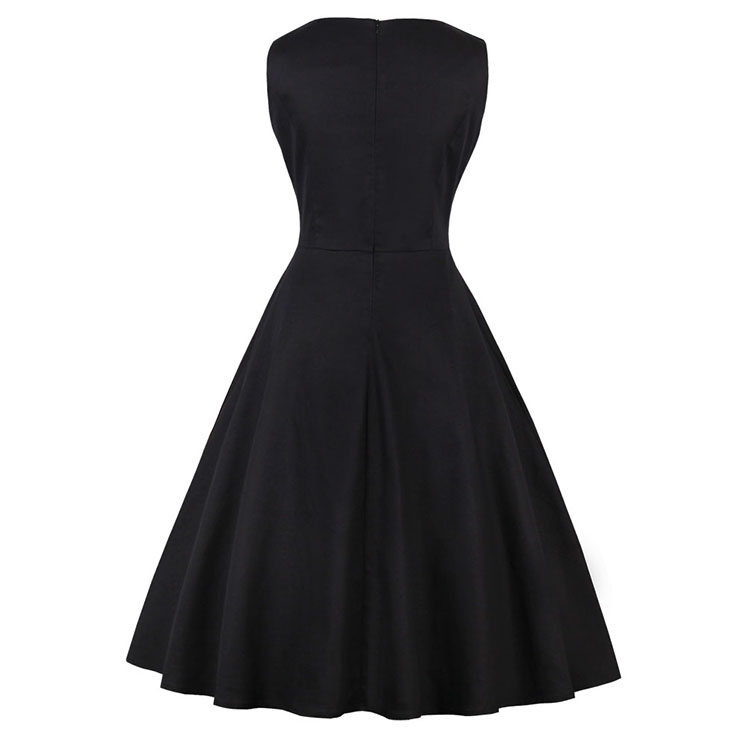 Women S 50s Vintage Flamingo Print Sleeveless Swing Casual Dress