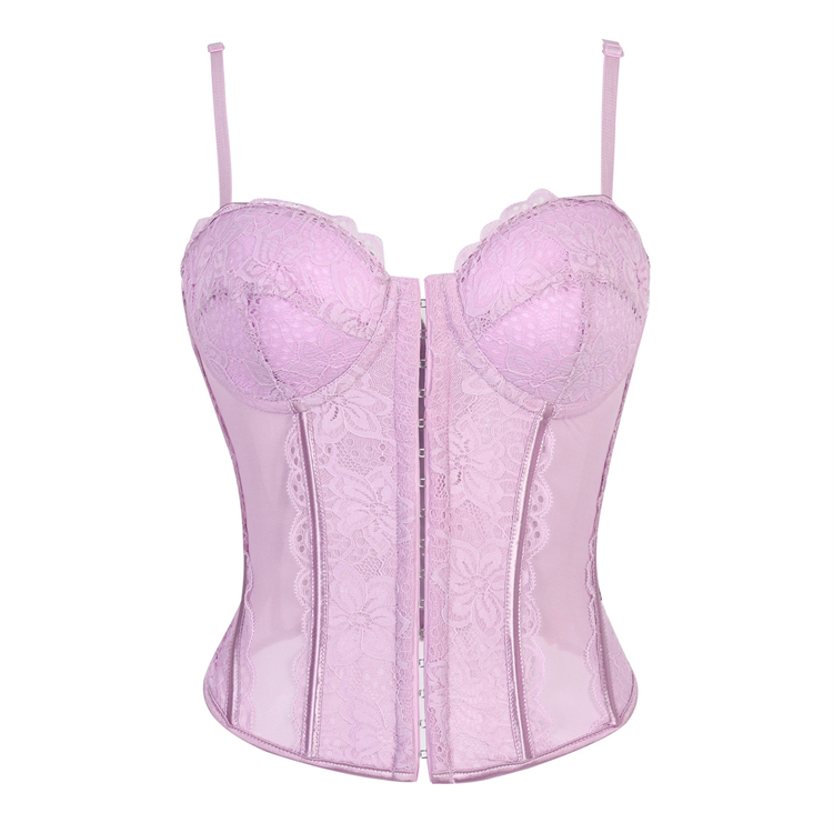 Purple Romantic Corset?? - Delicate Lace & Mesh Sheer Bustier N23795