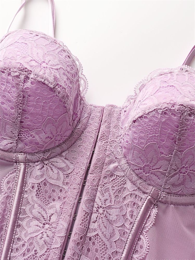 Purple Romantic Corset?? - Delicate Lace & Mesh Sheer Bustier N23795