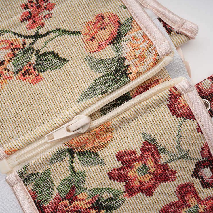 Vintage Embroidered Floral Corset Belt, Front Lace-Up Waist Cincher with Back Zipper N23870