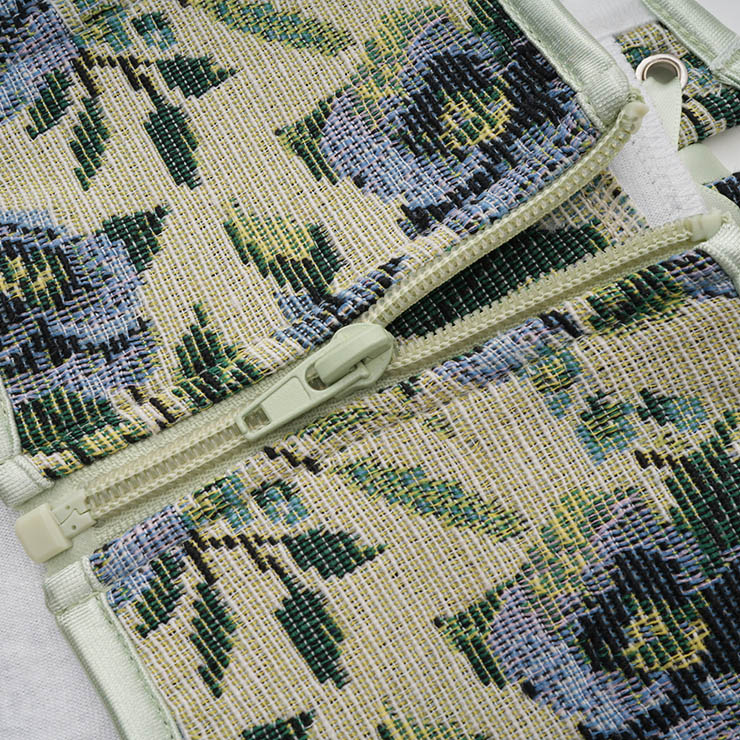 Vintage Embroidered Floral Corset Belt, Front Lace-Up Waist Cincher with Back Zipper N23872