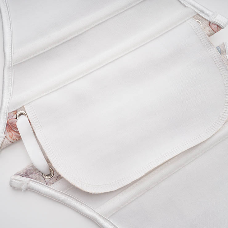 Vintage Embroidered Floral Corset Belt, Front Lace-Up Waist Cincher with Back Zipper N23873