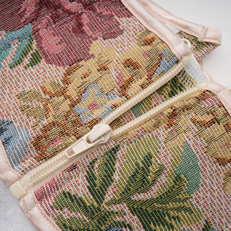 Vintage Embroidered Floral Corset Belt, Front Lace-Up Waist Cincher with Back Zipper N23874
