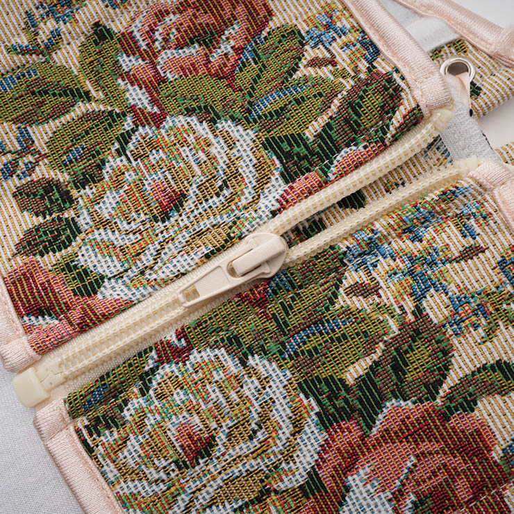 Vintage Embroidered Floral Corset Belt, Front Lace-Up Waist Cincher with Back Zipper N23875