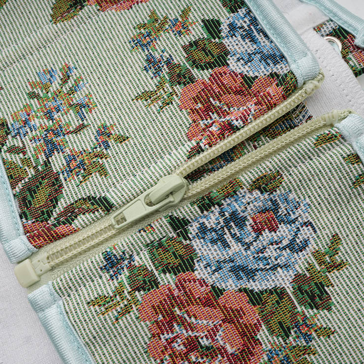 Vintage Embroidered Floral Corset Belt, Front Lace-Up Waist Cincher with Back Zipper N23876