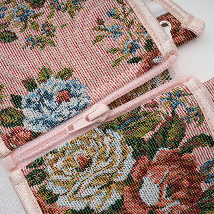 Vintage Embroidered Floral Corset Belt, Front Lace-Up Waist Cincher with Back Zipper N23878