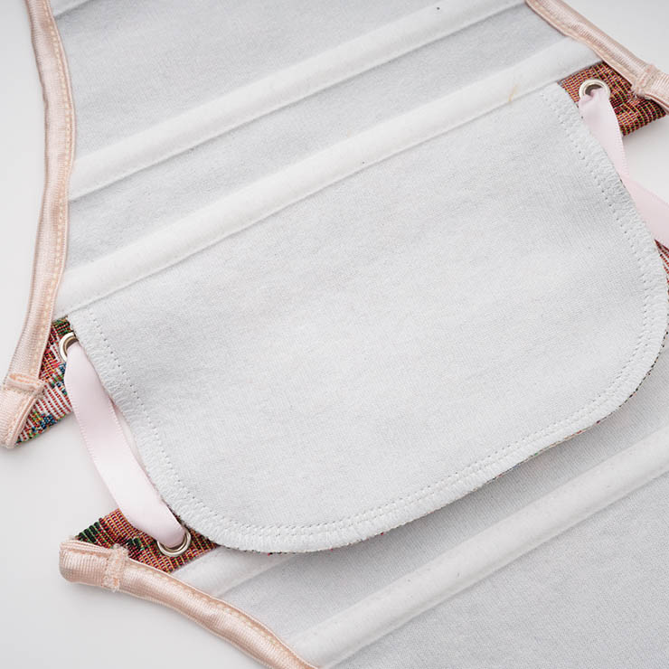 Vintage Embroidered Floral Corset Belt, Front Lace-Up Waist Cincher with Back Zipper N23878