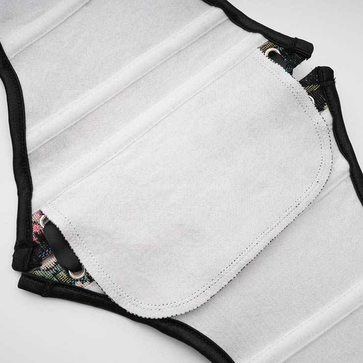 Vintage Embroidered Floral Corset Belt, Front Lace-Up Waist Cincher with Back Zipper N23879