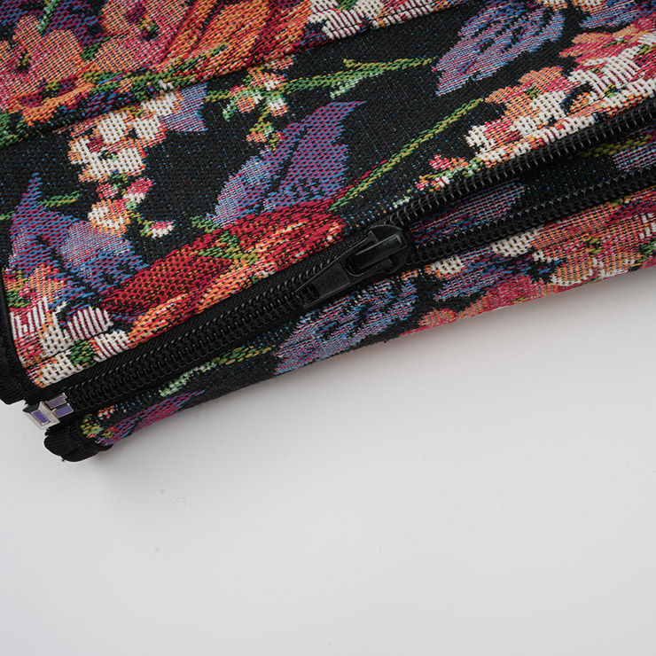 Vintage Floral Corset Top - Adjustable Lace-Up Bustier with Bow Straps for Women N237840