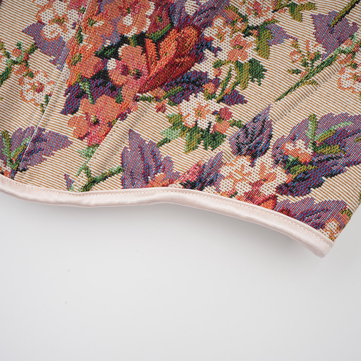 Vintage Floral Corset Top - Adjustable Lace-Up Bustier with Bow Straps for Women N237841