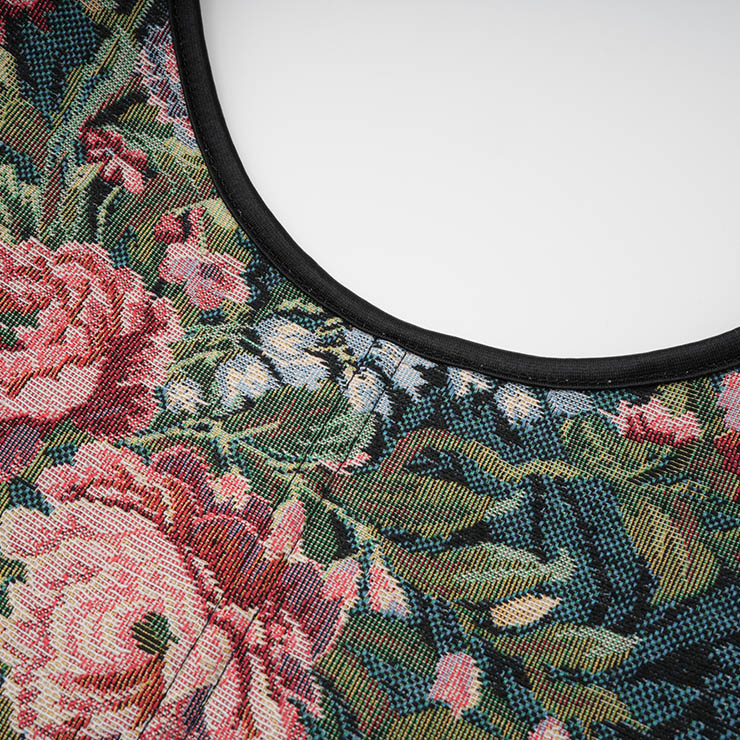 Vintage Floral Corset Top - Adjustable Lace-Up Bustier with Square Neckline N23887