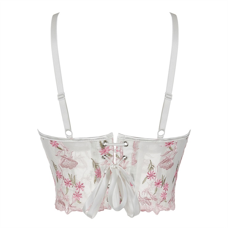 Vintage Floral Embroidered Mesh Corset Top N23941