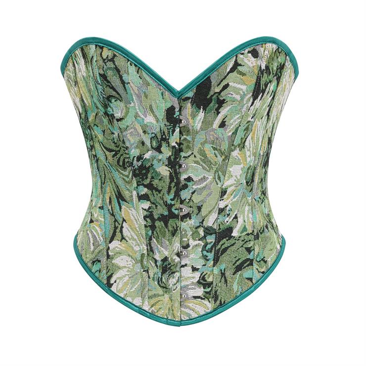 Victorian Gothic 12 Plastic Boned Printed Flower Cincher Body Shaper Overbust Corset N23593