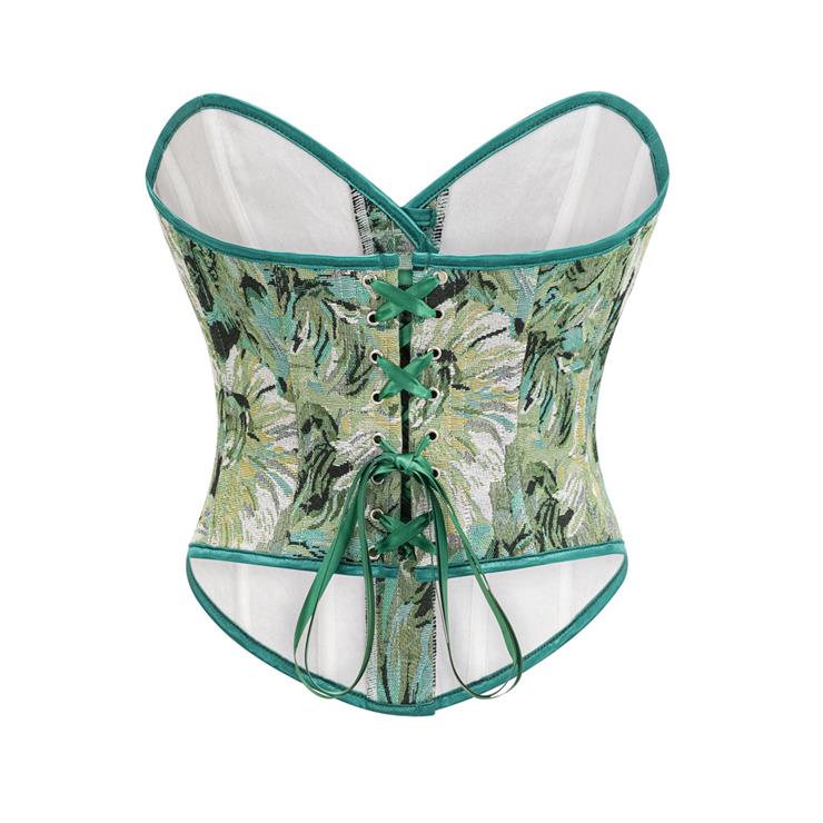 Victorian Gothic 12 Plastic Boned Printed Flower Cincher Body Shaper Overbust Corset N23593