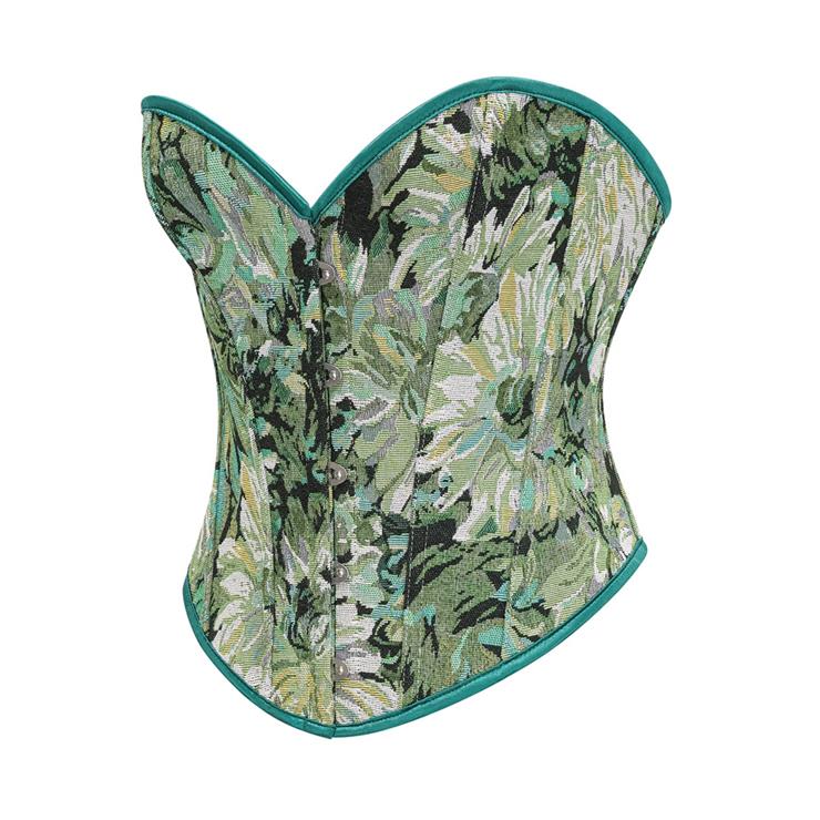 Victorian Gothic 12 Plastic Boned Printed Flower Cincher Body Shaper Overbust Corset N23593