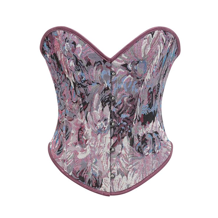 Victorian Gothic 12 Plastic Boned Printed Flower Cincher Body Shaper Overbust Corset N23594