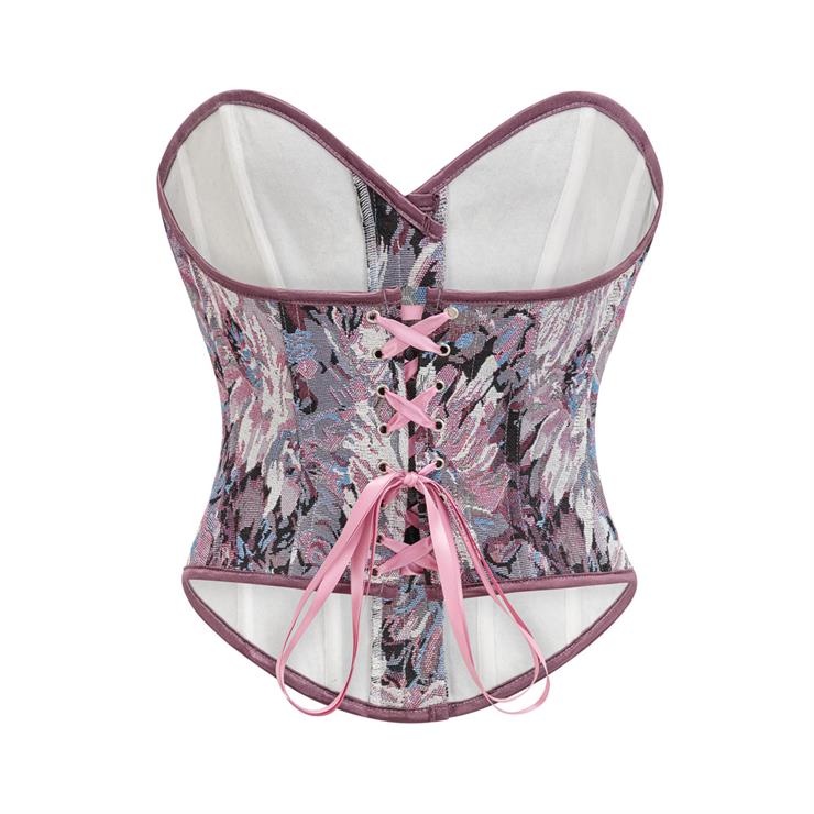 Victorian Gothic 12 Plastic Boned Printed Flower Cincher Body Shaper Overbust Corset N23594
