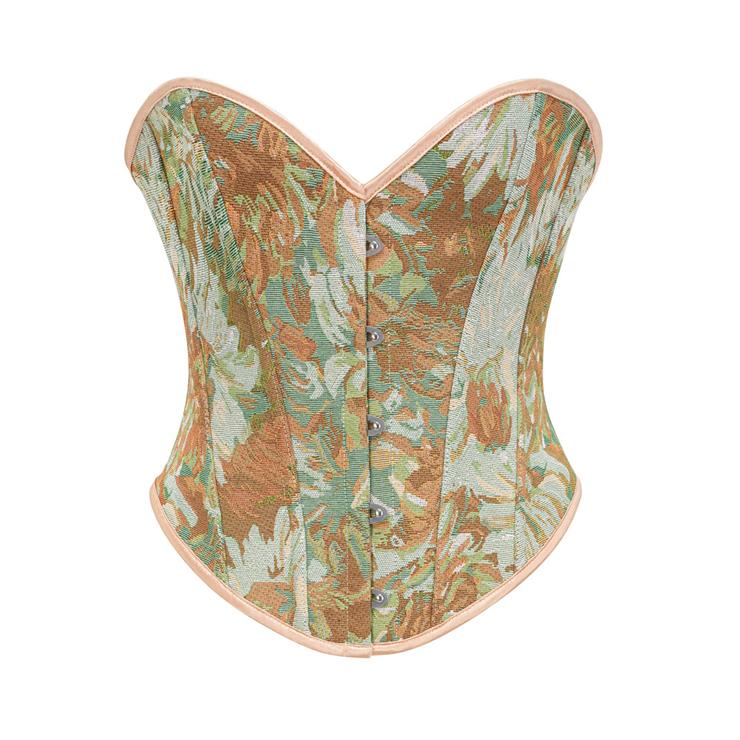 Victorian Gothic 12 Plastic Boned Printed Flower Cincher Body Shaper Overbust Corset N23595