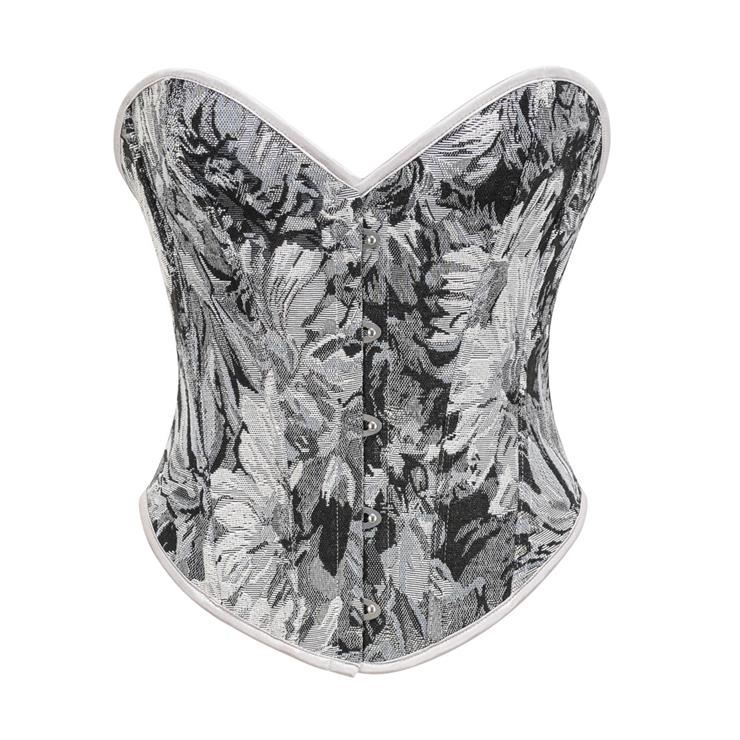Victorian Gothic 12 Plastic Boned Printed Flower Cincher Body Shaper Overbust Corset N23597