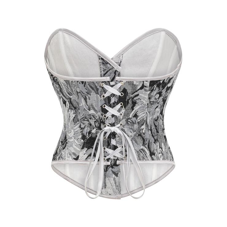 Victorian Gothic 12 Plastic Boned Printed Flower Cincher Body Shaper Overbust Corset N23597