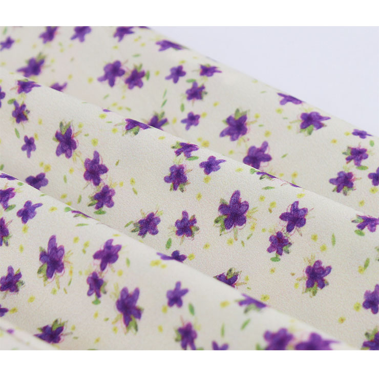 Fashion Floral Print Round Neckline Lace-up Short Sleeve High Waist Summer Swing Dress N22262