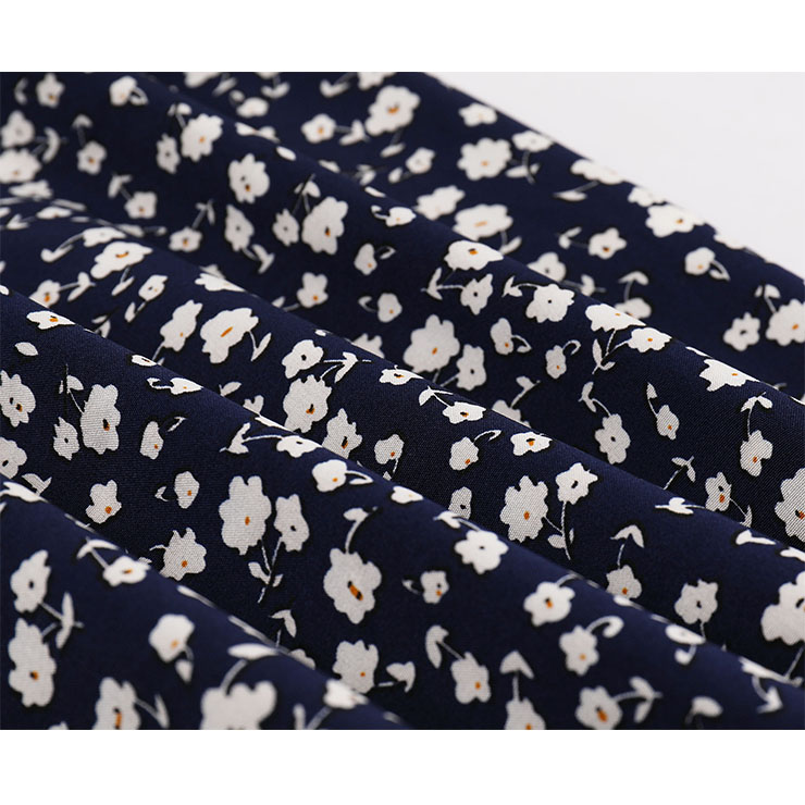 Vintage Floral Print Round Neckline Sleeveless High Waist Summer Cocktail Party Midi Dress N22229
