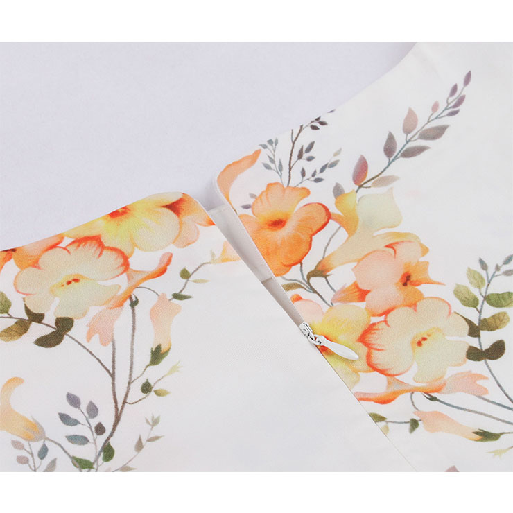 Vintage Floral Print Round Neckline Sleeveless High Waist Summer Cocktail Party Swing Dress N21855