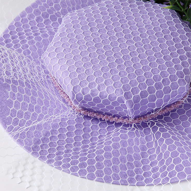 Retro Purple Flowers and Fishnet Fascinator Lolita Bowler-hat Princess Cosplay Accessory J21684
