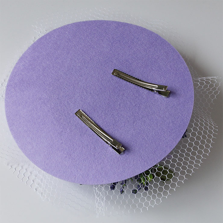 Retro Purple Flowers and Fishnet Fascinator Lolita Bowler-hat Princess Cosplay Accessory J21684