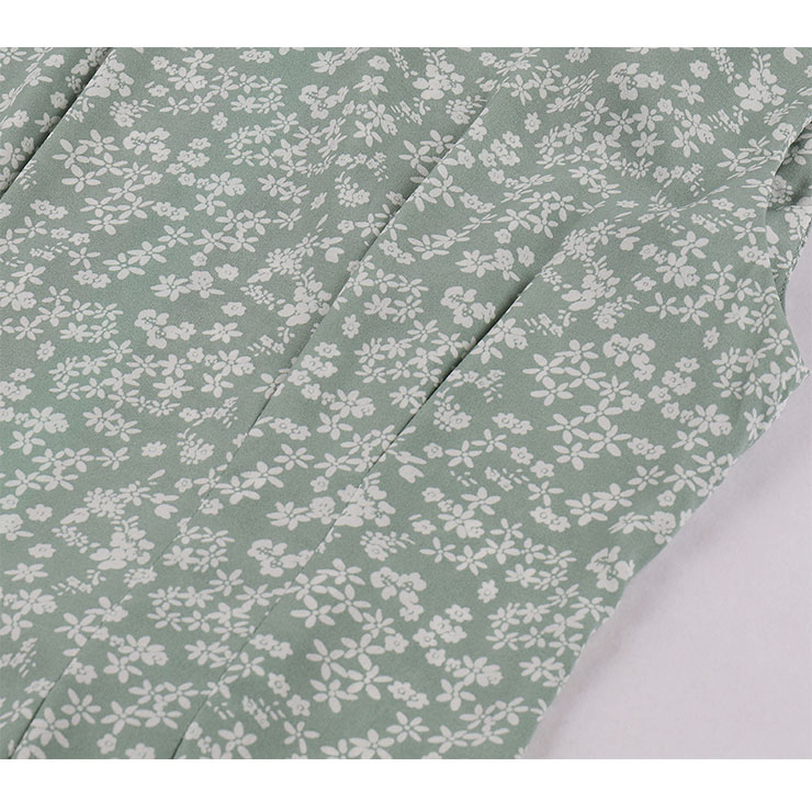 Vintage Floral Print Round Neckline Sleeveless Wide Waistline Summer Party Midi Dress N22224