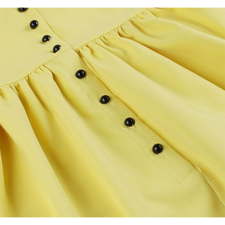 Vintage Rockabilly V Neck Front Button Sleeveless High Waist Cocktail Party Swing Dress N19104