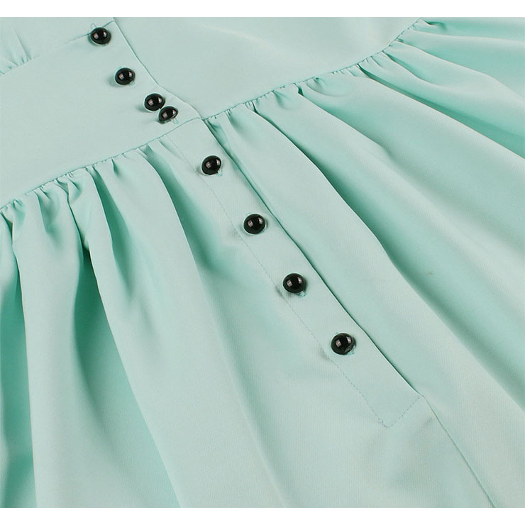 Vintage Rockabilly V Neck Front Button Sleeveless High Waist Cocktail Party Swing Dress N19107