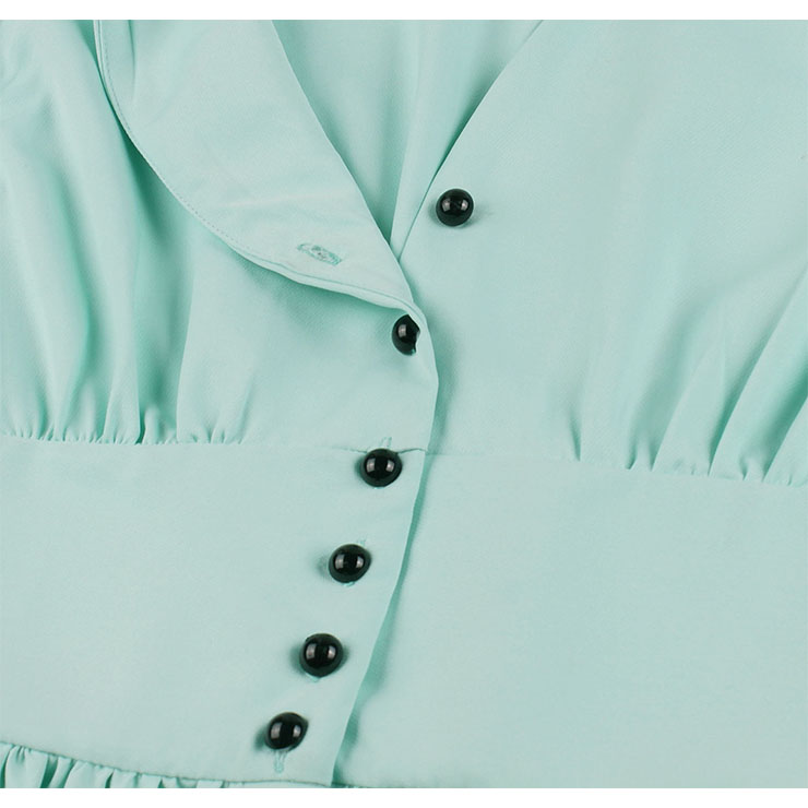 Vintage Rockabilly V Neck Front Button Sleeveless High Waist Cocktail Party Swing Dress N19107