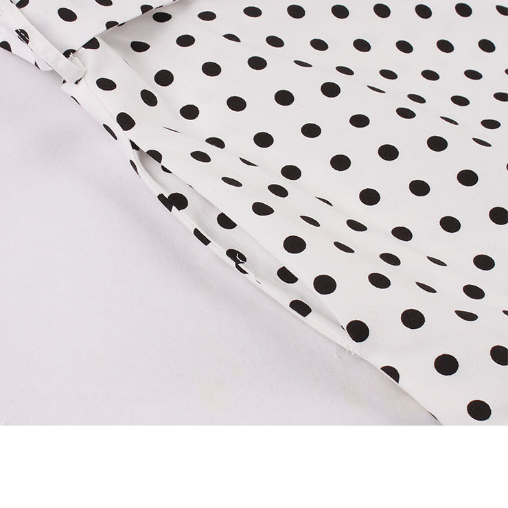 Vintage Rockabilly Polka Dots Lapel Sleeveless Front Button High Waist Cocktail Swing Dress N21484