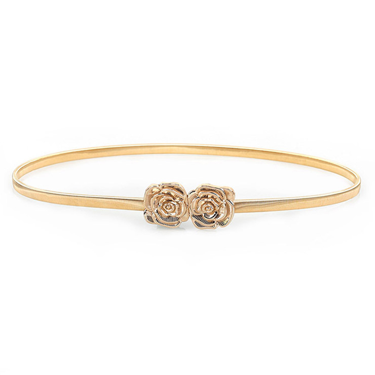 Noble Golden Rose Elastic Alloy Thin Slender Waist Belt Accessory N18775