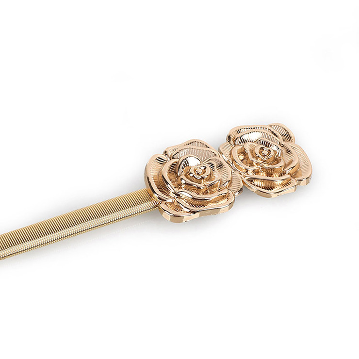 Noble Golden Rose Elastic Alloy Thin Slender Waist Belt Accessory N18775