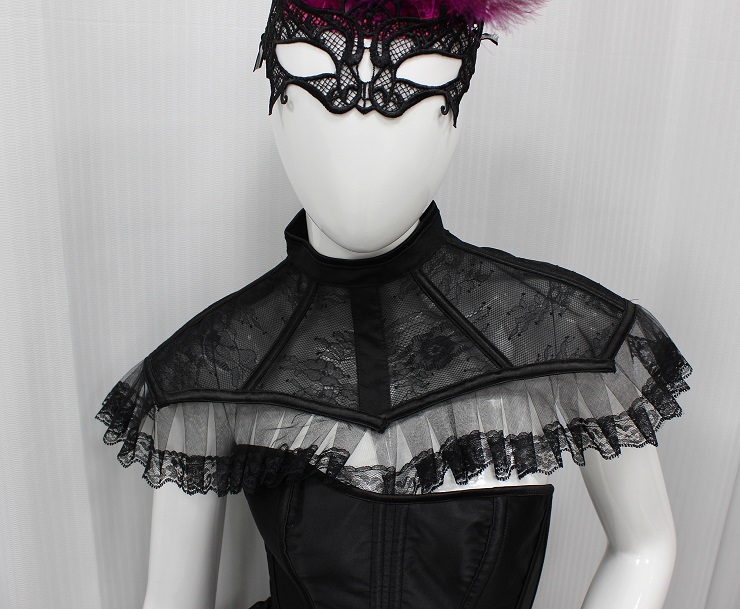 Vintage Gothic Lace Peter Pan Collar - Black High-Neck Victorian Choker for Halloween & Cosplay N23790