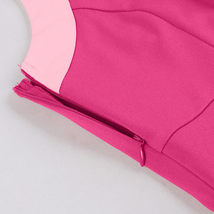Vintage 1950s Halter Pink & Magenta Color - Block Swing Dress N23937