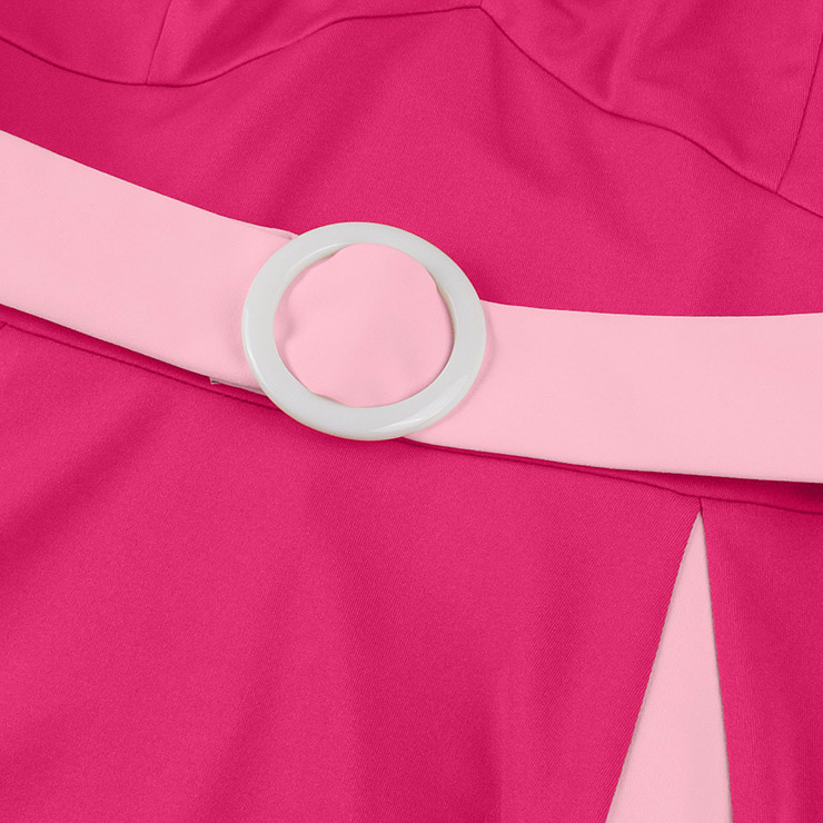 Vintage 1950s Halter Pink & Magenta Color - Block Swing Dress N23937