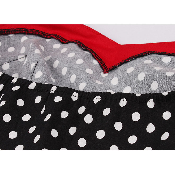 Retro Halter Polka Dots Bowknot Detail Backless High Waist Swing Dress N18877